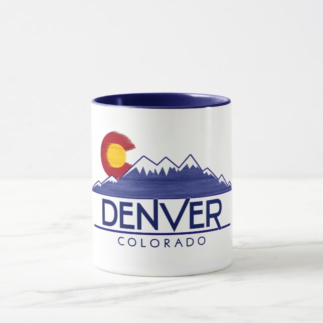 Denver Colorado wood mountains mug (Center)