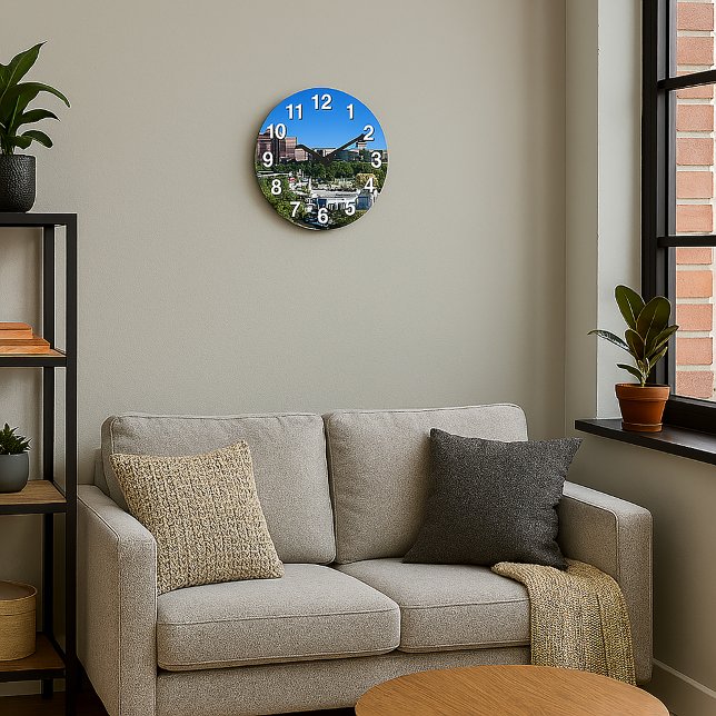 Denver Downtown Capitol Building Civic Park Large Clock (A clock featuring a view of downtown Denver, Colorado with numbers)