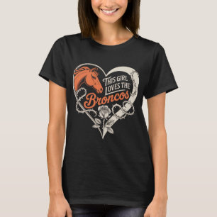 Denver Football Girl Heart Cute Horse Lover Orange T-Shirt