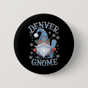 Denver Gnome Christmas Cheer Snowboarding Fun 6 Cm Round Badge