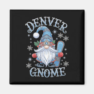 Denver Gnome Christmas Cheer Snowboarding Fun Magnet