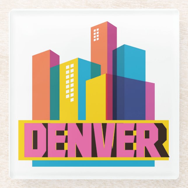 Denver In Design Glass Coaster (Front)