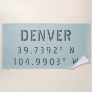 Denver Latitude Longitude Beach Towel
