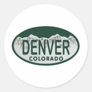 Denver License oval Classic Round Sticker