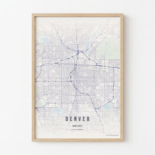Denver Map Pastel Colorado City Poster Wallart