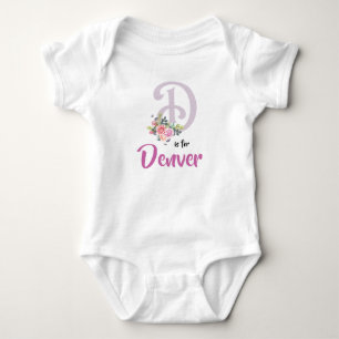 Denver Name Baby Outfit Letter Romper Floral Girl Bodysuit