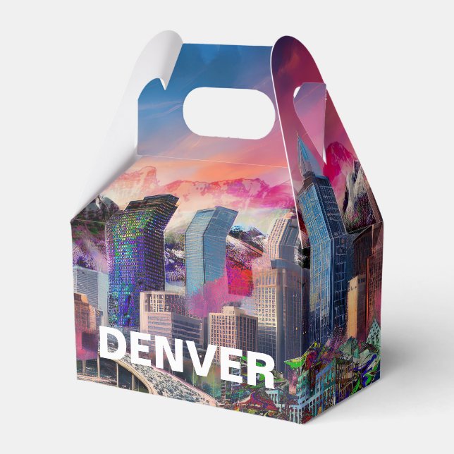 Denver Skyline Abstract Art Favour Box (Front Side)