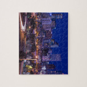 Denver Skyline At Night - Colorado Jigsaw Puzzle