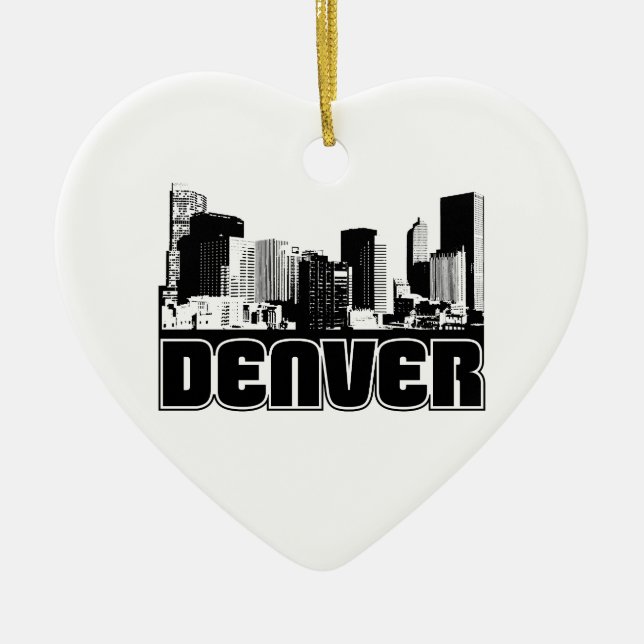Denver Skyline Ceramic Ornament (Front)