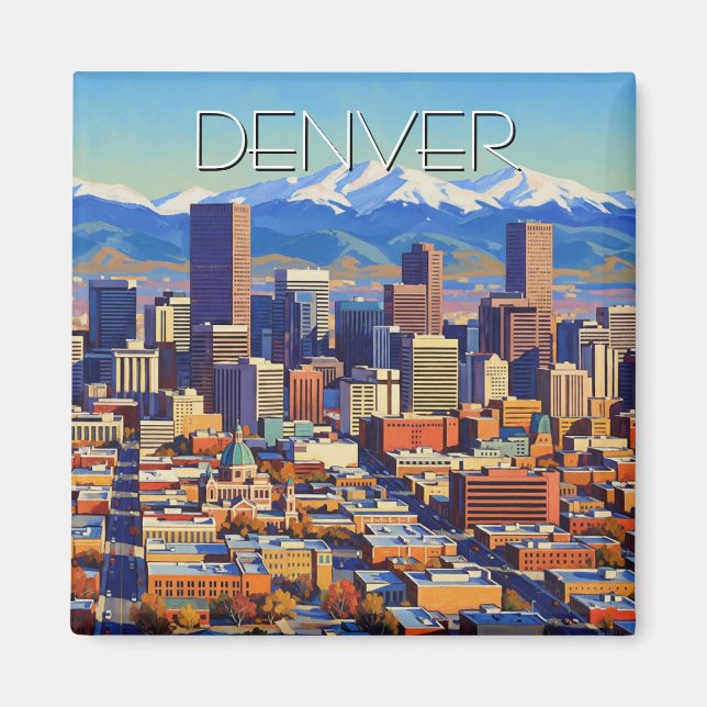 Denver Skyline Colorado Magnet (Front)