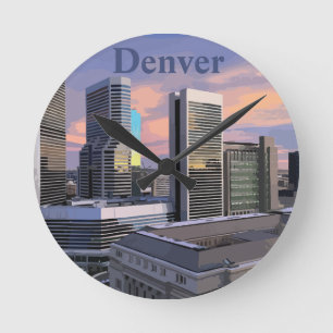 Denver Skyline Round Clock