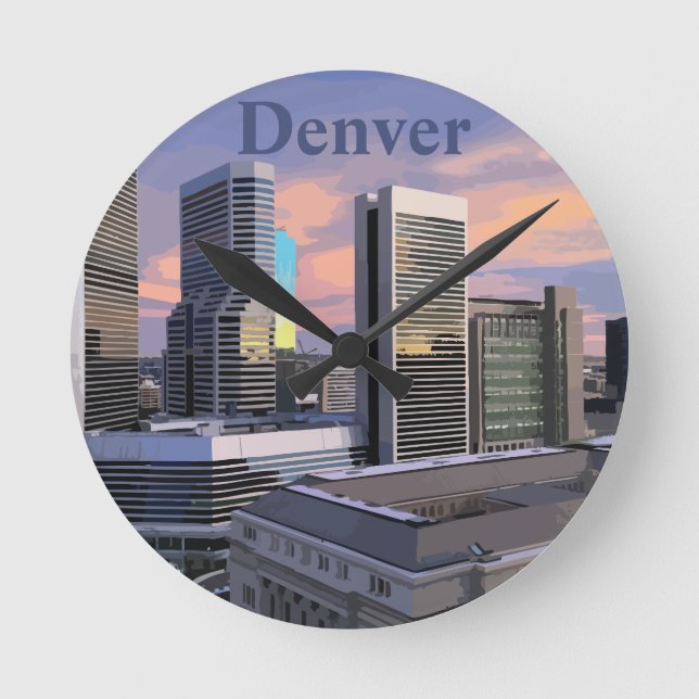 Denver Skyline Round Clock (Front)