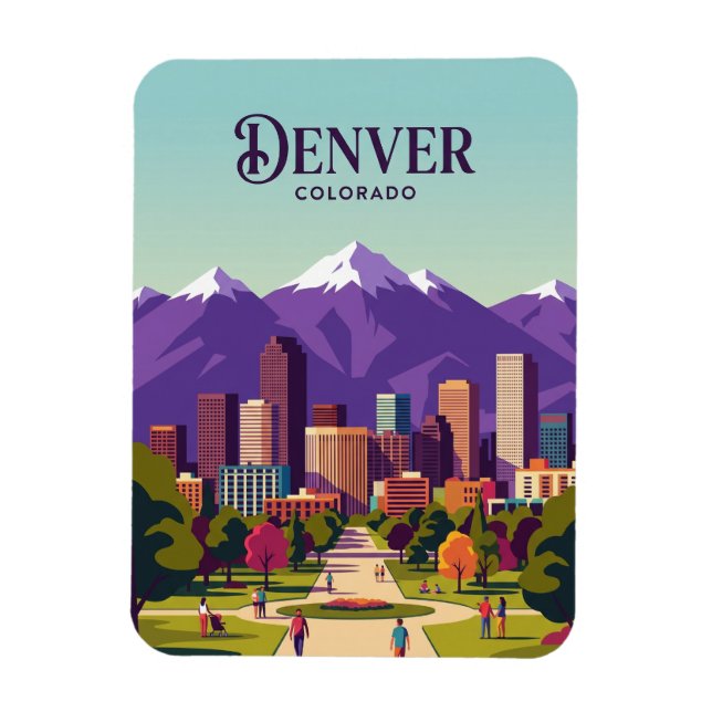 Denver Skyline USA Magnet (Vertical)