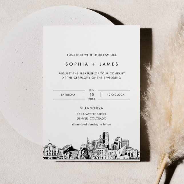 Denver Skyline Wedding Invitation with Photo (Creator Uploaded)