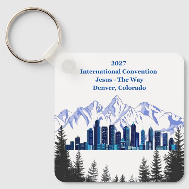 Denver Skyline Winter Key Ring (Front)