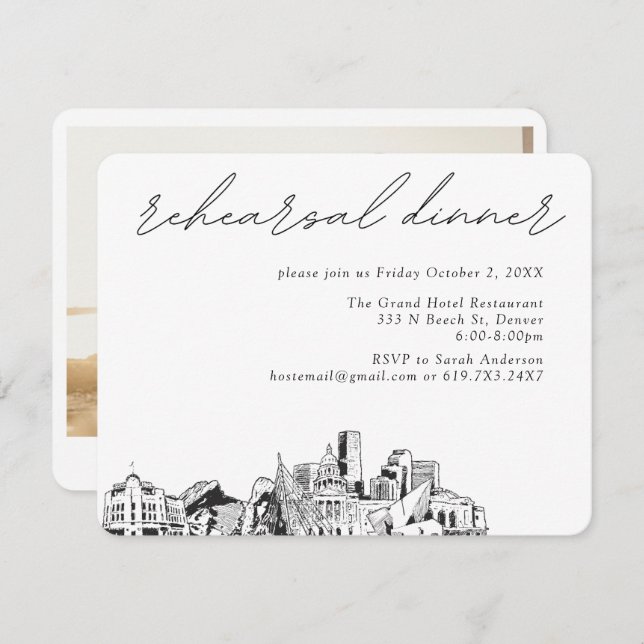 Denver Wedding Elegant Rehearsal Dinner Enclosure Card (Front/Back)