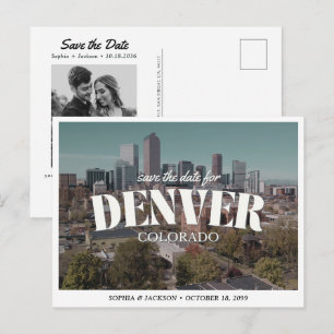Denver Wedding Save the Date Retro Destination Postcard