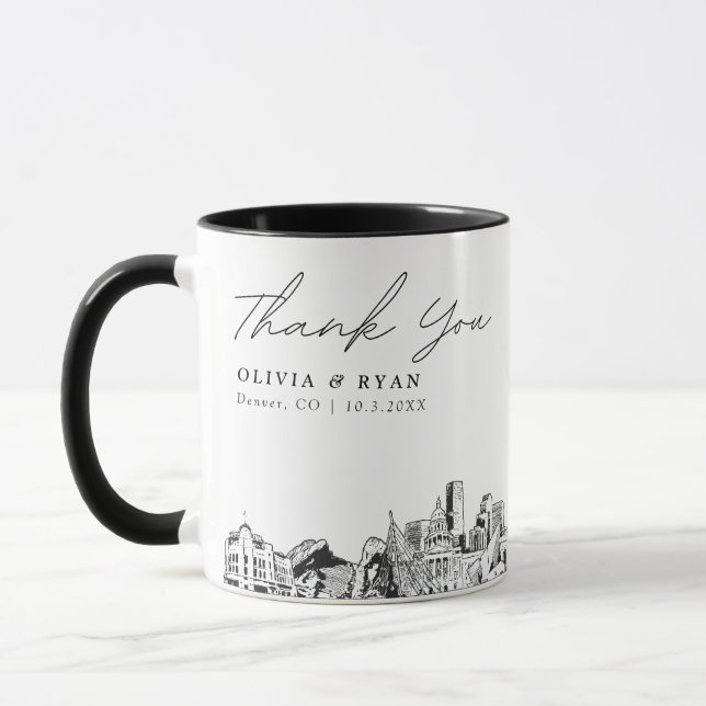 Denver Wedding Simple Custom Coffee Mug (Left)