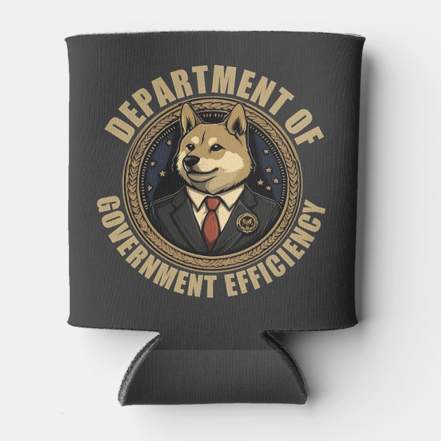 Department Of Government Efficiency Doge Dog Can Cooler (Front)
