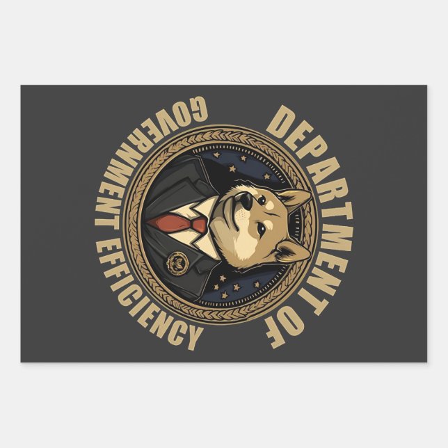 Department Of Government Efficiency Doge Dog Wrapping Paper Sheet (Front)