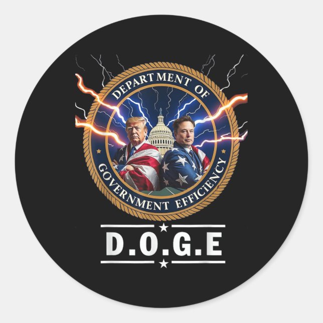 Department Of Government Efficiency Doge Trump 47t Classic Round Sticker (Front)