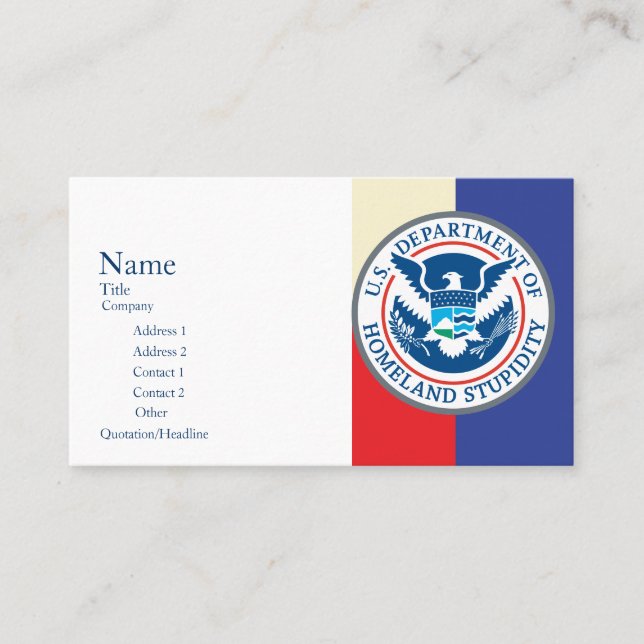 Department of Homeland Stupidity Cards (Front)