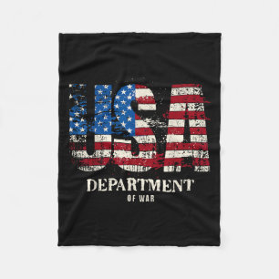 Department Of War Vintage Usa Flag Military 2025 Fleece Blanket