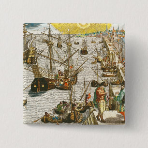 Departure from Lisbon for Brazil 15 Cm Square Badge