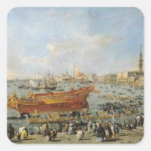 Departure of the 'Bucentaur' for the Lido Square Sticker