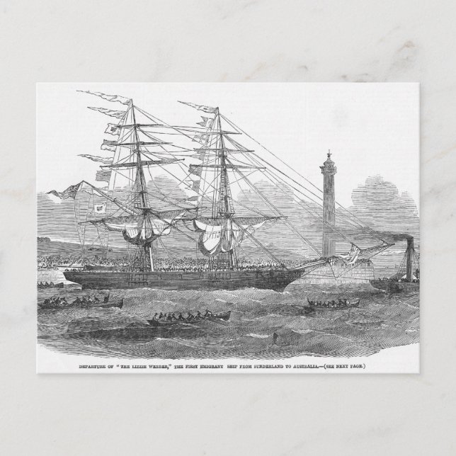 Departure of 'The Lizzie Webber' Postcard (Front)