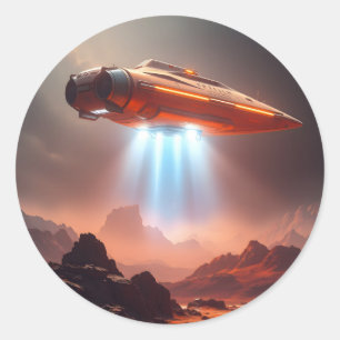 Departure Point – Sci-Fi Travel Art Classic Round Sticker