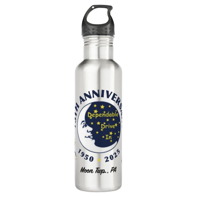 Dependable Drive In 75th Anniversary Water Bottle (Front)