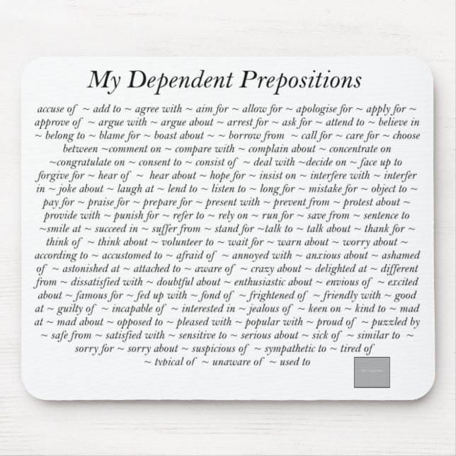 Dependent Prepositions Mousepad (Front)