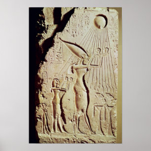 Depicting Amenophis IV, Nefertiti and Daughter Poster