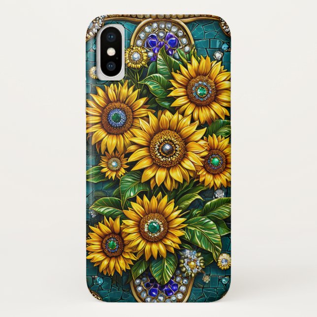 Depicting Sunflowers With Gemstone Embellishments Case-Mate iPhone Case (Back)