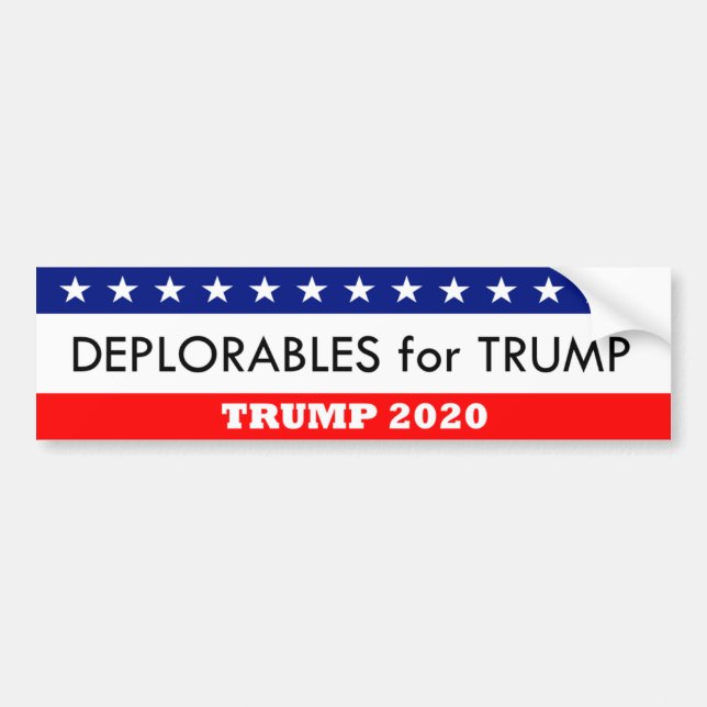 Deplorables for Trump 2020 Bumper Sticker (Front)