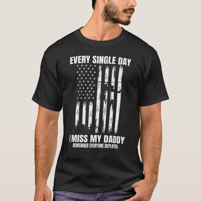 Deployed Daddy Red Friday Military Child Dad Ameri T-Shirt (Front)
