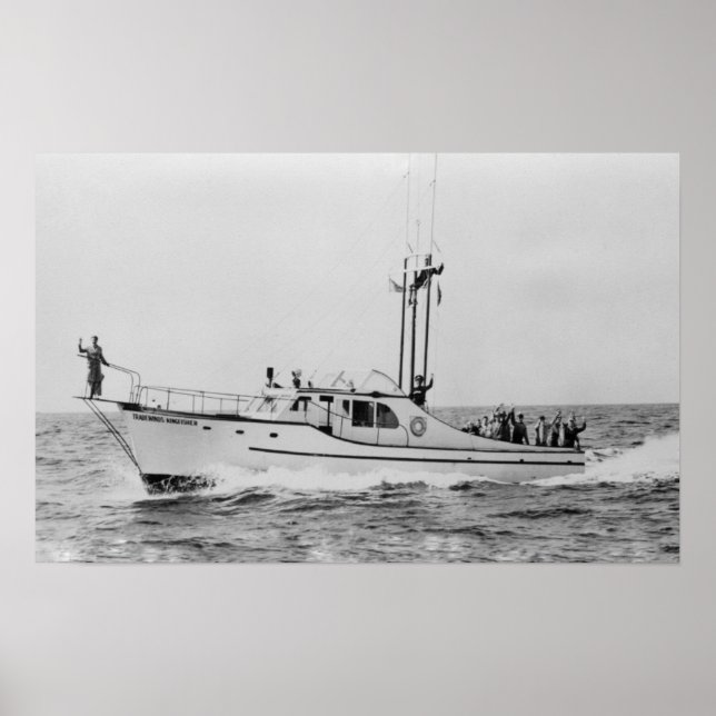 Depoe Bay, Oregon Tradewinds Kingfisher Boat Poster (Front)