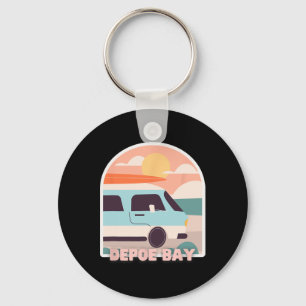 Depoe Y Beach Retro Pastel Colors Sun And Surfing Key Ring