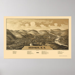 Deposit, NY Panoramic Map - 1887 Poster