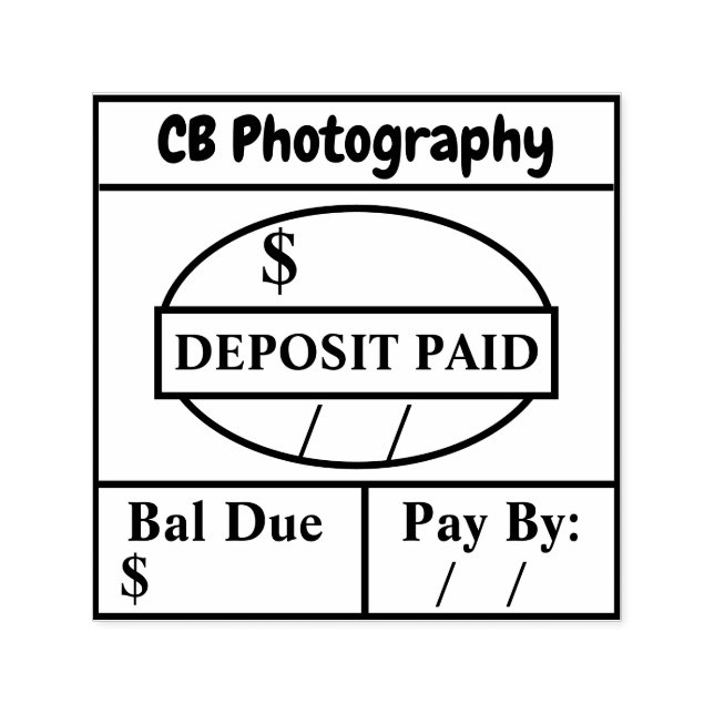 Deposit Paid/Bal Due Self Inking Personalised Self-inking Stamp (Design)