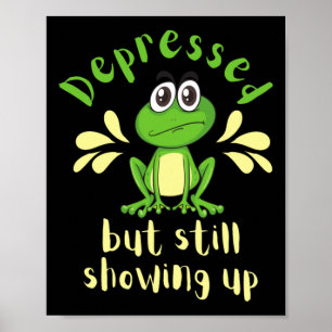 Depressed Frog - Mental Health S Sticker Poster