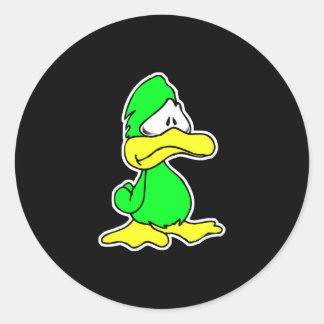 depressed green duck classic round sticker