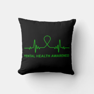 Depression Anxiety Mental Health Awareness Green R Cushion