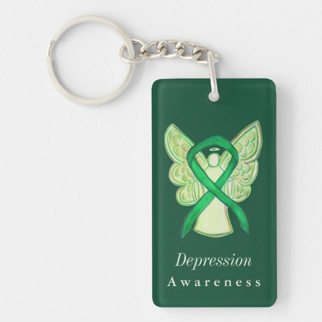 Depression Awareness Ribbon Angel Custom Keychains (Front)