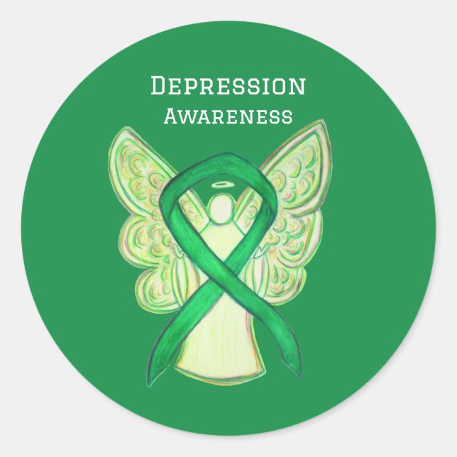Depression Awareness Ribbon Art Sticker Decals (Front)
