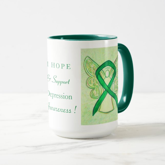 Depression Awareness Ribbon Custom Coffee Mug Cup (Front Right)