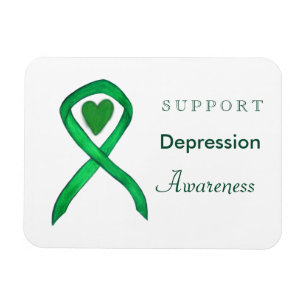 Depression Awareness Ribbon Heart Art Magnets