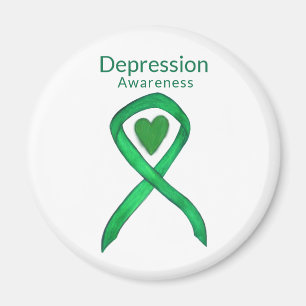 Depression Awareness Ribbon Heart Art Magnets