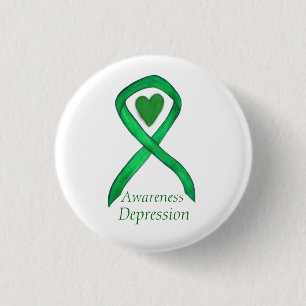 Depression Awareness Ribbon Heart Button Pins
